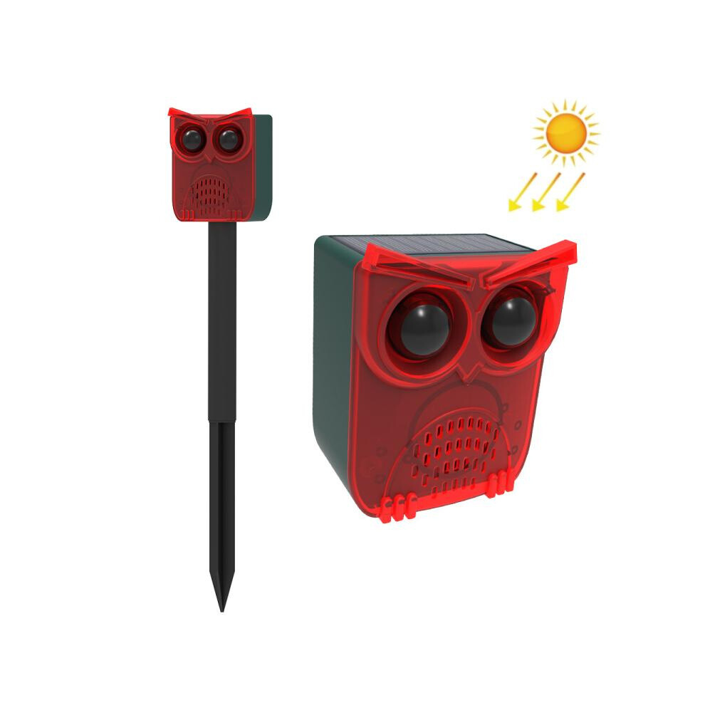 N912a Voice-Activated Solar-Powered Animal Repeller With Human Body Induction Infrared Sound And Light Alarm (Red) Gifts:n912a 9072918074085