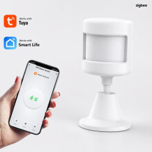 Graffiti Zigbee PIR bewegingssensor, slimme bewegingsdetector, draadloze inbraakalarmsensor voor thuis met 360 graden draaibare voet (wit)
