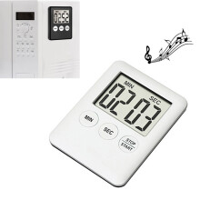 Minuteur de cuisine ultra-fin à écran LCD numérique avec compte à rebours et alarme magnétique (blanc) - Idée cadeau : blanc