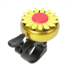 5 gele bloemvormige fietsbellen, compatibel met diverse accessoires. Cadeau: blauw