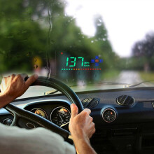 A2 HUD 3,5-Zoll-GPS-System mit Head-Up-Display für Fahrzeuge, Anzeige der Fahrzeuggeschwindigkeit und Geschwindigkeitswarnung (Schwarz). Geschenke: A