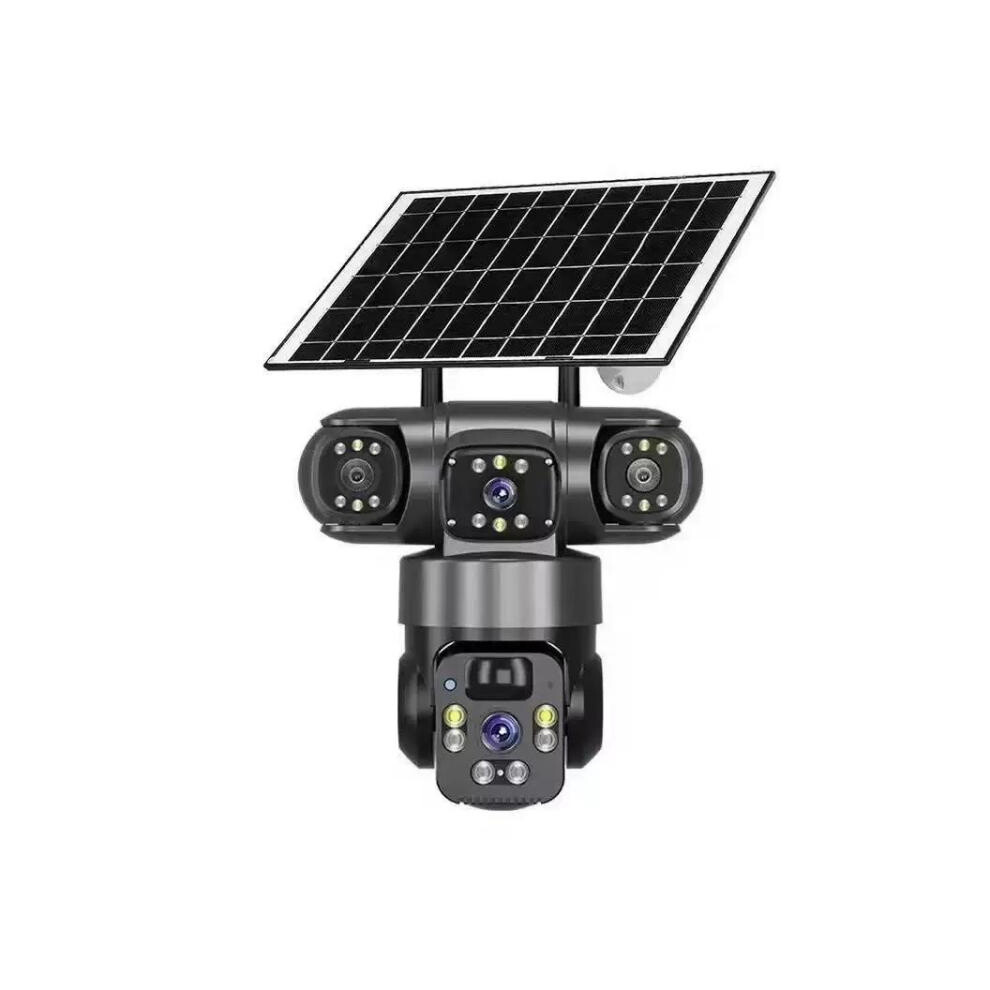 V380 Pro 2Mp Panoramic 360 Triple Lens Wireless Wifi Solar-Powered Surveillance Camera (Black) 9072918080734