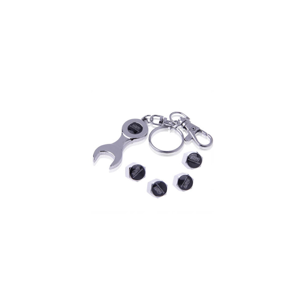 Tire Valve Cap With Wrench Key Ring (Silver) Gifts:tire Valve Caps 9072918081021