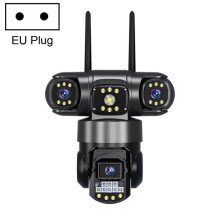 V380 3MP HD Panorama-Überwachungskamera mit 360-Dreifachobjektiv, WLAN, Europäischer Standard (Schwarz), inklusive EU-Stecker