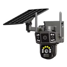 V380 Pro 3MP Panorama-Überwachungskamera mit zwei Objektiven, WLAN und Solarbetrieb (Schwarz)