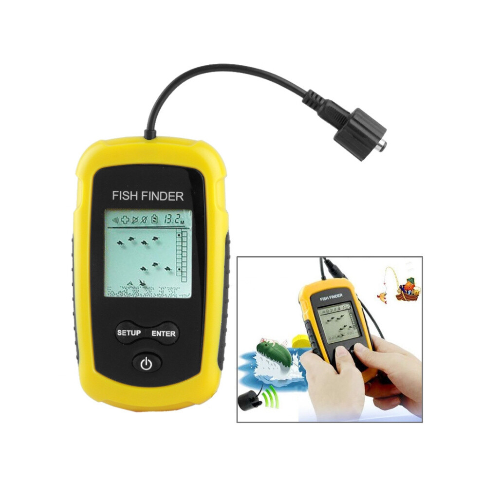 Portable Fish Finder With 2.0-Inch Display, Depth Reading 0.6-100M (Color Gifts: Yellow) Gifts:operating Range Gifts:0.6-100M 9072918080482