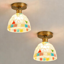 2PCS Plafoniera Vintage Lampadario Moderno Colorato E27 Lampade Da Soffitto In Vetro Per Corridoio Soggiorno