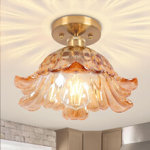 Lampadario Moderno A Fiori Lampada Da Soffitto Vintage E27 Plafoniera In Vetro Marrone Per Corridoio Soggiorno