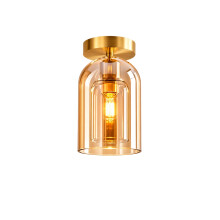 Lampada Da Soffitto Vintage Moderna E27 Plafoniera In Vetro Marrone Per Soggiorno Corridoio