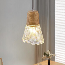 Glass Pendant Light Vintage Hemp Rope Pendant Light Modern Retro Ceiling Light For Dining Room Living Room Hallway