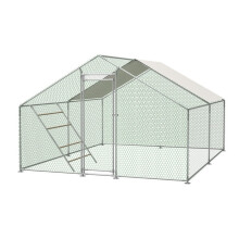 Hühnerstall 3x4m mit Sitzstange, Leiter und Sicherheitsschloss, wasserdichter UV-Plane, Stahl