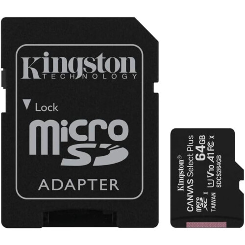 Kingston Kingston Canvas Select Plus MicroSD 64GB Gen3 C10 U1 A1 with Adapter
