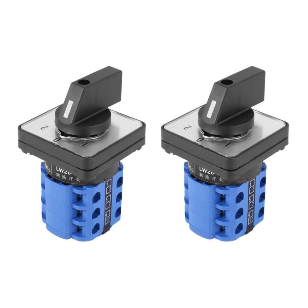 2X 3 Positions On-Off-On Changeover Control Rotary Cam Switch 20A 4745097026293