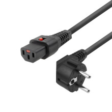 MicroConnect Powercord Schuko CEE 7/7 male (angled) - C13 IEC Lock black 2m EL182S