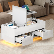 High Gloss Lift-Top Coffee Table with 2 Drawers