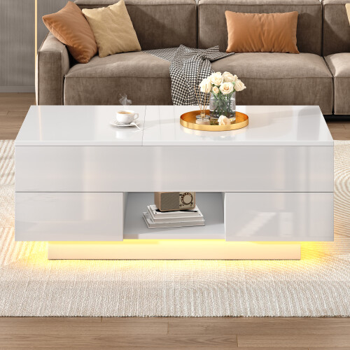 High Gloss Lift-Top Coffee Table with 2 Drawers 2