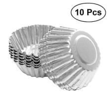 5/10pcs Nonstick Ripple Aluminum Alloy Egg Tart Mold Flower Shape Reusable Cupcake And Muffin Baking Cup Tartlets Pans Edition 0619