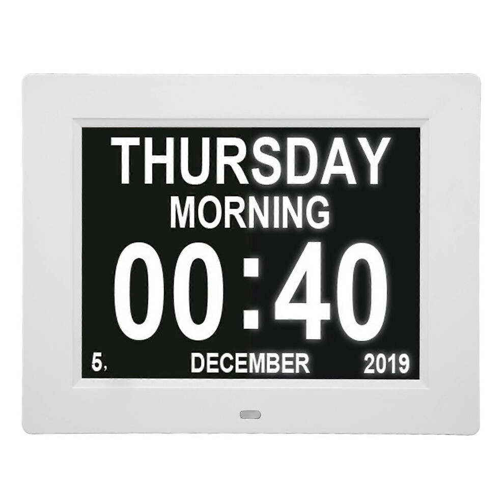 8 Inch Digital Day Calendar Clock 3 Medication Reminders 5 Options Digital Calendar Alarm Clock Edition 0620 6913222360873