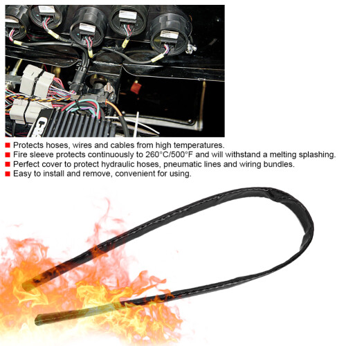 1m Black Heat Shield Sleeve 5/8 ID 0.6in 1