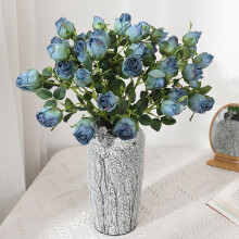 Xubond blue artificial vintage roses long stem 12 pcs