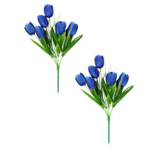 Xubond Artificial Blue Flowers for Outdoors 6-Pack