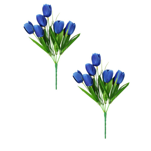 Xubond Artificial Blue Flowers for Outdoors 6-Pack