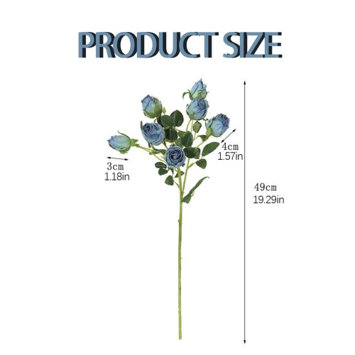 Xubond blue artificial vintage roses long stem 12 pcs 2