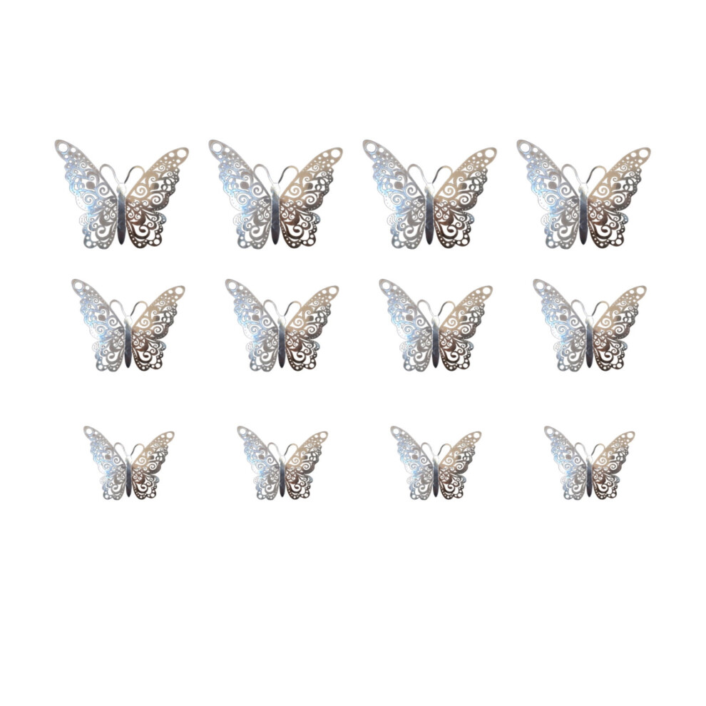 Metal Hollow Butterfly Wall Stickers Gold Silver 12 Pcs 913211266564