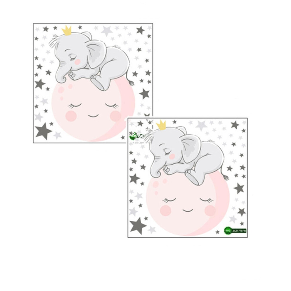 Xubond Cartoon Elephant Moon Star Wall Stickers 12 Pcs 913211266632