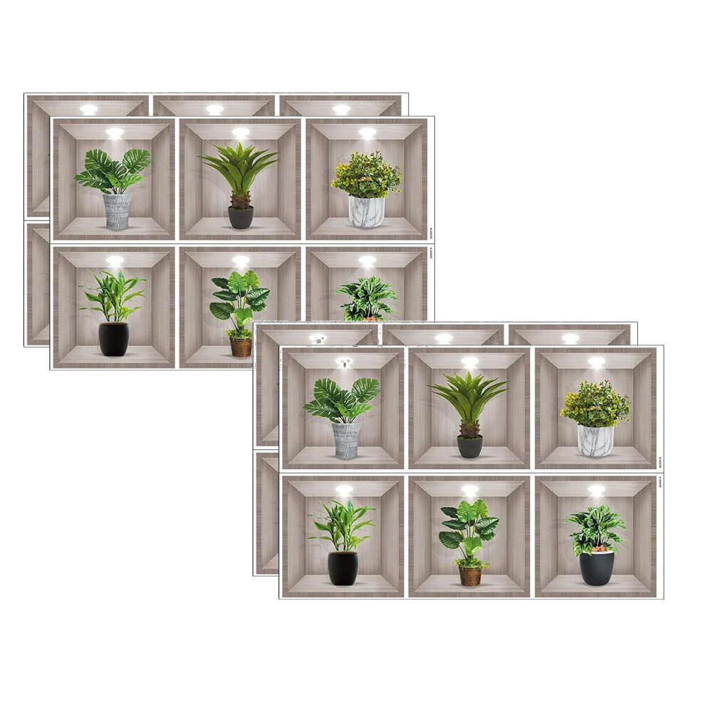 Xubond 3D Flower Vase Wall Sticker Natural Green Leaves 913211266793