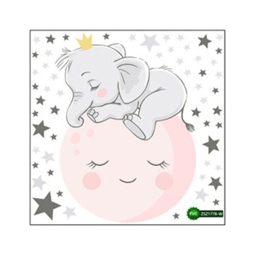 Adesivos de parede decorativos fluorescentes com elefante, lua e estrela1 1