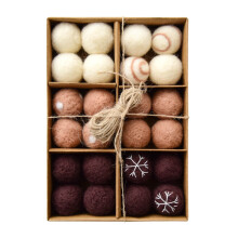 Bolas de Navidad de lana Tahtuvzn, paquete de 24 unidades en caja, adornos para árbol de Navidad, regalos de Navidad