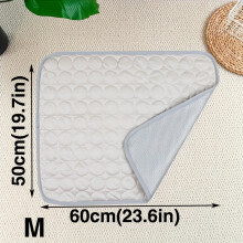 (Grey, M) Alfombrilla de refrigeración Rectangular para perros y gatos, tela transpirable de malla inferior, No necesita agua, plegable y