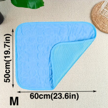 (Blue, M) Alfombrilla de refrigeración Rectangular para perros y gatos, tela transpirable de malla inferior, No necesita agua, plegable y