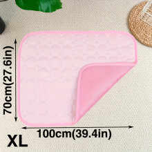 (pink color, XL) Alfombrilla de refrigeración Rectangular para perros y gatos, tela transpirable de malla inferior, No necesita agua, plegable y