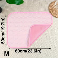 (pink color, M) Alfombrilla de refrigeración Rectangular para perros y gatos, tela transpirable de malla inferior, No necesita agua, plegable y