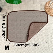(Coffee Color, M) Alfombrilla de refrigeración Rectangular para perros y gatos, tela transpirable de malla inferior, No necesita agua, plegable y