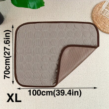 (Coffee Color, XL) Alfombrilla de refrigeración Rectangular para perros y gatos, tela transpirable de malla inferior, No necesita agua, plegable y