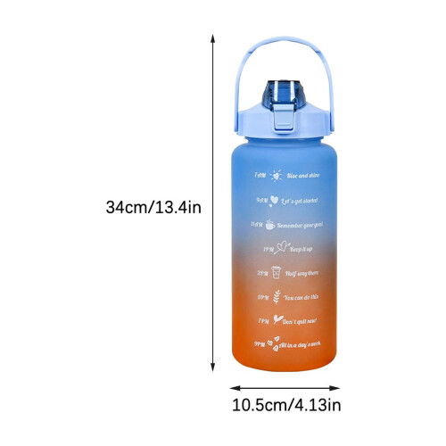 Μπουκάλι νερού με δείκτες χρόνου φράουλα 750ml στεγανό BPA 2