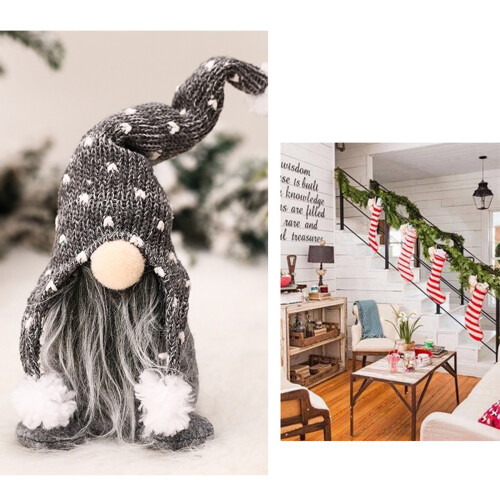 Christmas gnome ornament plush doll grey 1