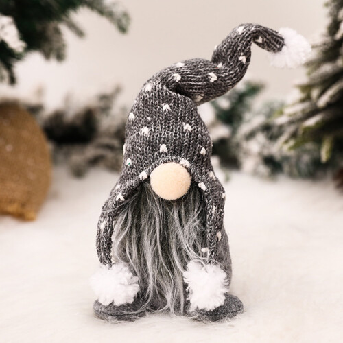 Christmas gnome ornament plush doll grey 2
