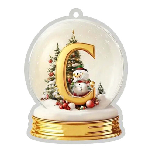Yellow Crystal Acrylic Christmas Tree Letter Ornament Set 1