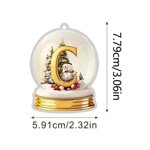 Yellow Crystal Acrylic Christmas Tree Letter Ornament Set 2