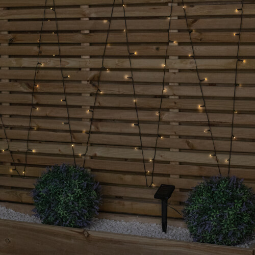 Premier 10m Solar Powered Outdoor Garden String Lights with 100 Warm White LEDs