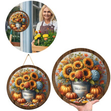 Round wooden door pendant