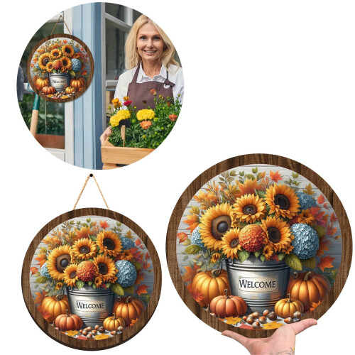 Round wooden door pendant