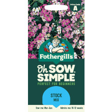 Fothergill's Oh Sow Simple, Stock Mix Flower Seeds, Sow: Mar-Jun, Pink/Purple/Wh