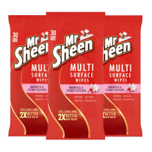 Mr Sheen Ultra Effective Wipes for Wood, Glass, Metal and Plastic, Magnolia and Cherry Blossom Fragrance, 30 Wipes per pack, Pack