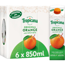 Tropicana - Orange Fruit Juice with Bits - Long Life Pure Orange Juice, No Added Sugar, No Added Artificial Flavours with Vitamin C