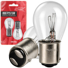 Xtremeauto 2x 380 P21/5W BAY15D Brake & Tail Light Bulbs – 12V 21/5W Dual Filament Stop Light Bulbs, Staggered Pins, Road Legal E-